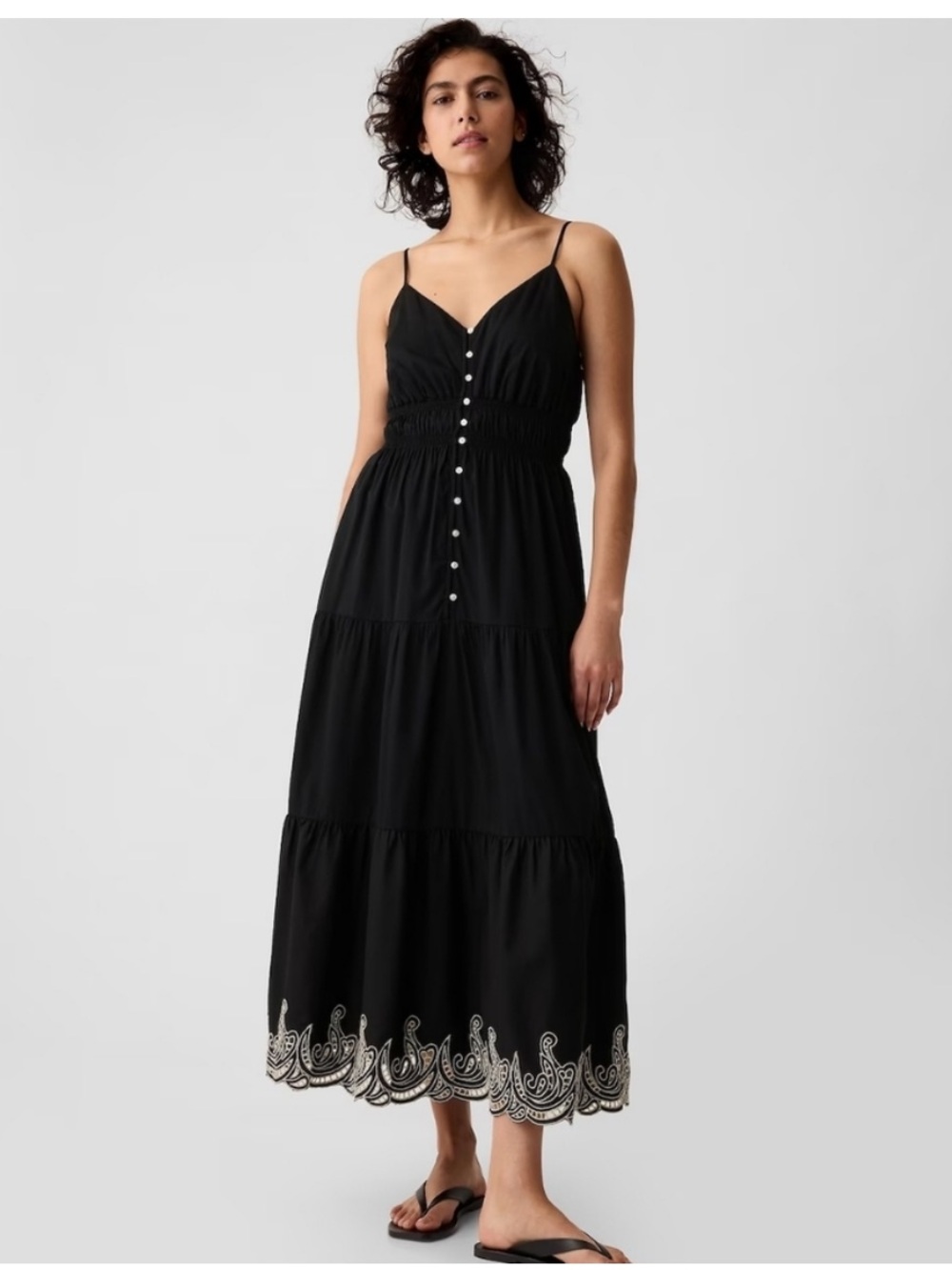 Gap Tiered Maxi Dress Black/White Size Medium New With Tags